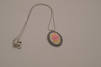 Vintage pink rose cameo necklace