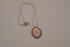 Vintage pink rose cameo necklace
