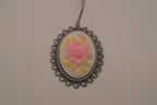 Vintage pink rose cameo necklace