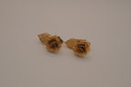 Vintage gold-tone mesh rose clip-on earrings
