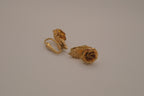 Vintage gold-tone mesh rose clip-on earrings