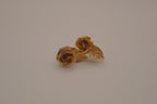 Vintage gold-tone mesh rose clip-on earrings
