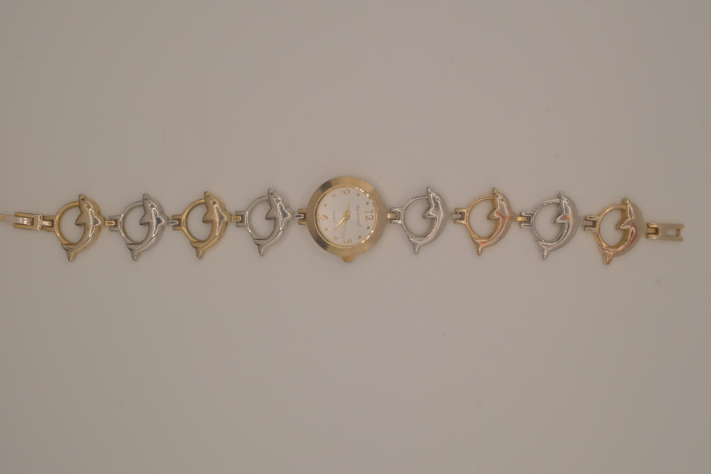 Vintage two-tone Dolphin bracelet watch