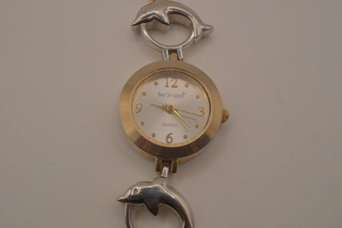 Vintage two-tone Dolphin bracelet watch