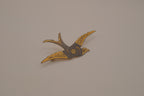 Vintage Damascene swallow bird brooch