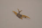 Vintage Damascene swallow bird brooch