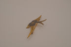 Vintage Damascene swallow bird brooch