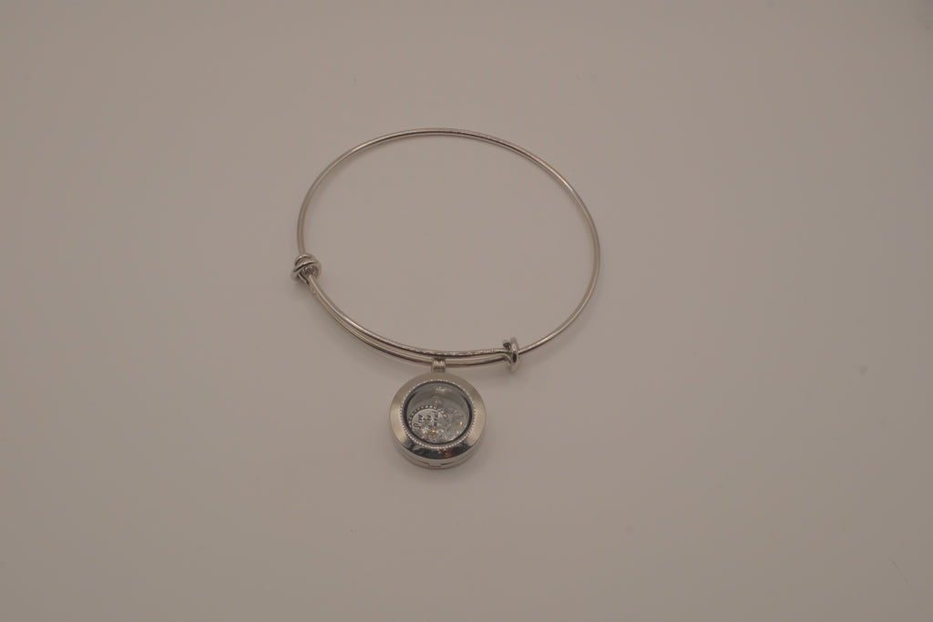 Glass memory floating locket charm bracelet