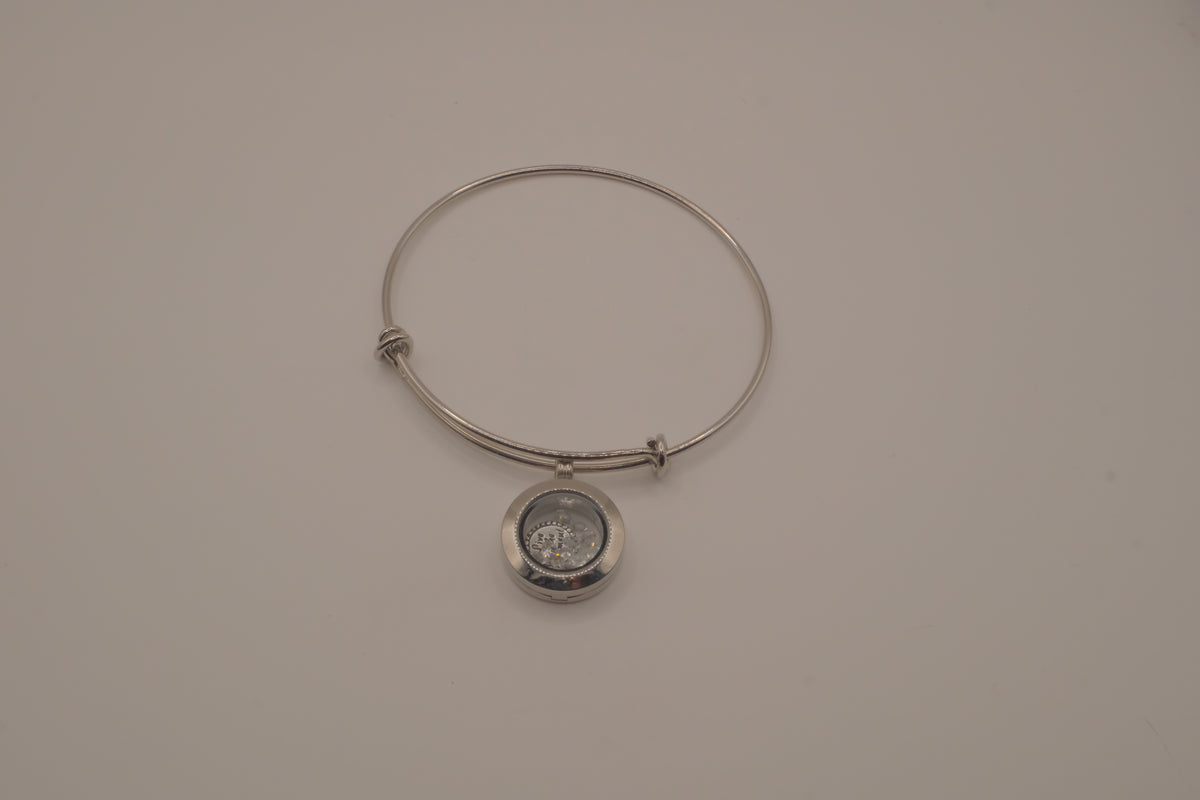 Glass memory floating locket charm bracelet