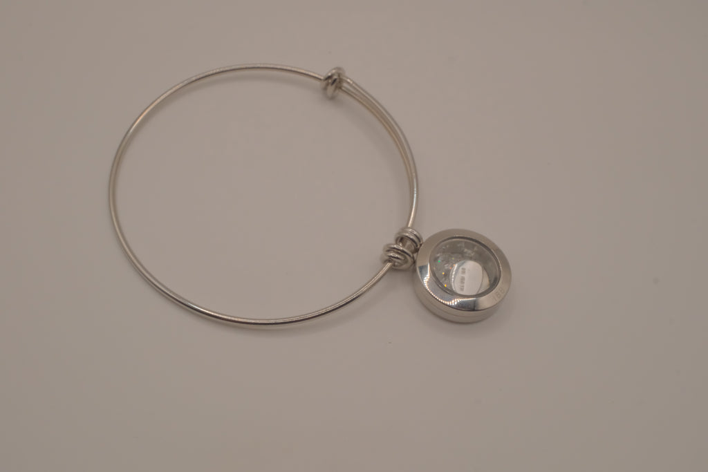 Glass memory floating locket charm bracelet