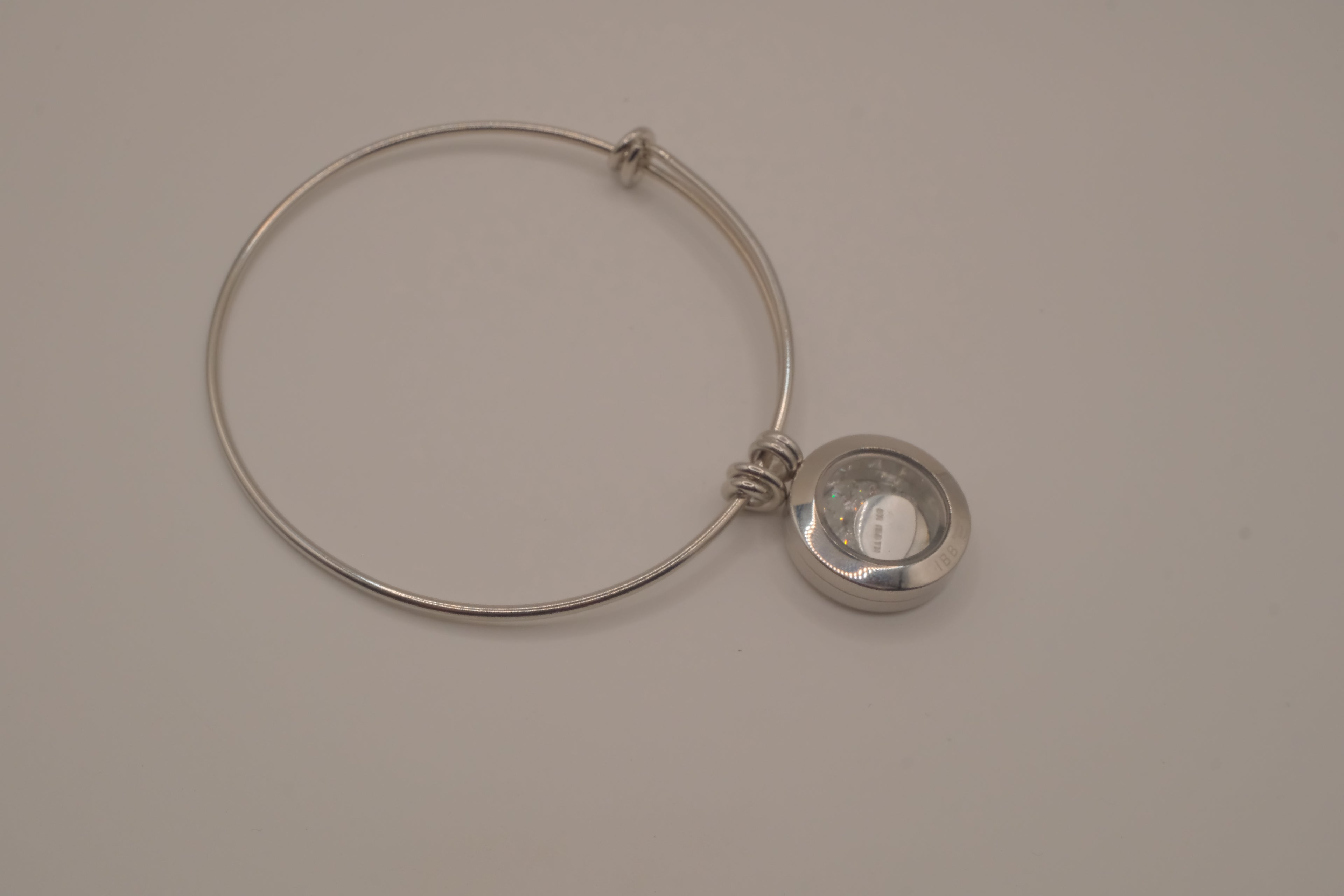 Glass memory floating locket charm bracelet