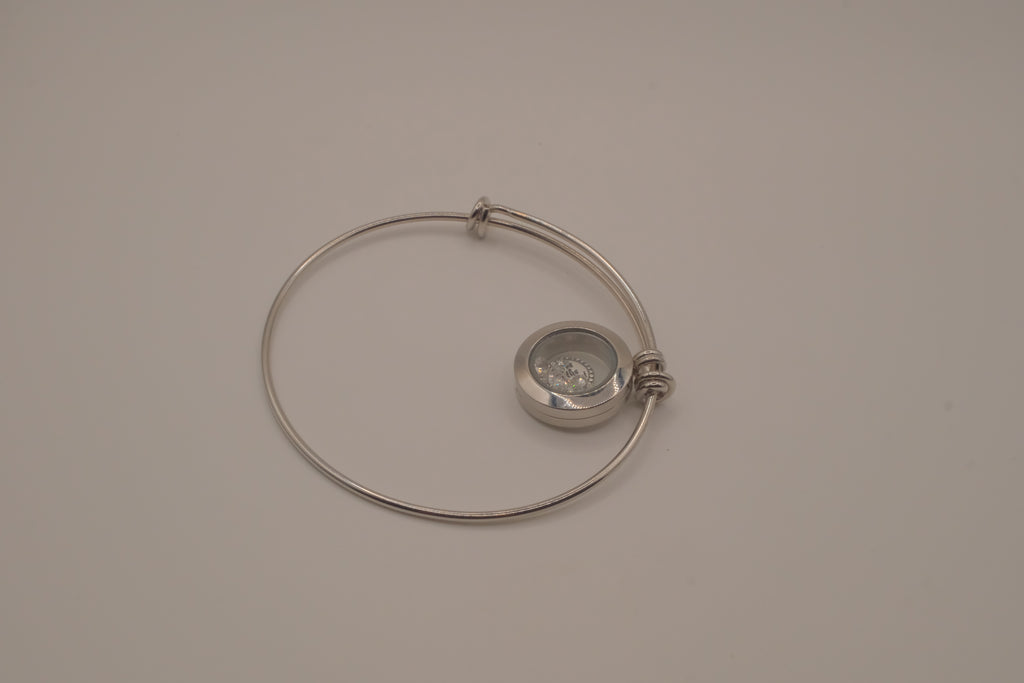 Glass memory floating locket charm bracelet