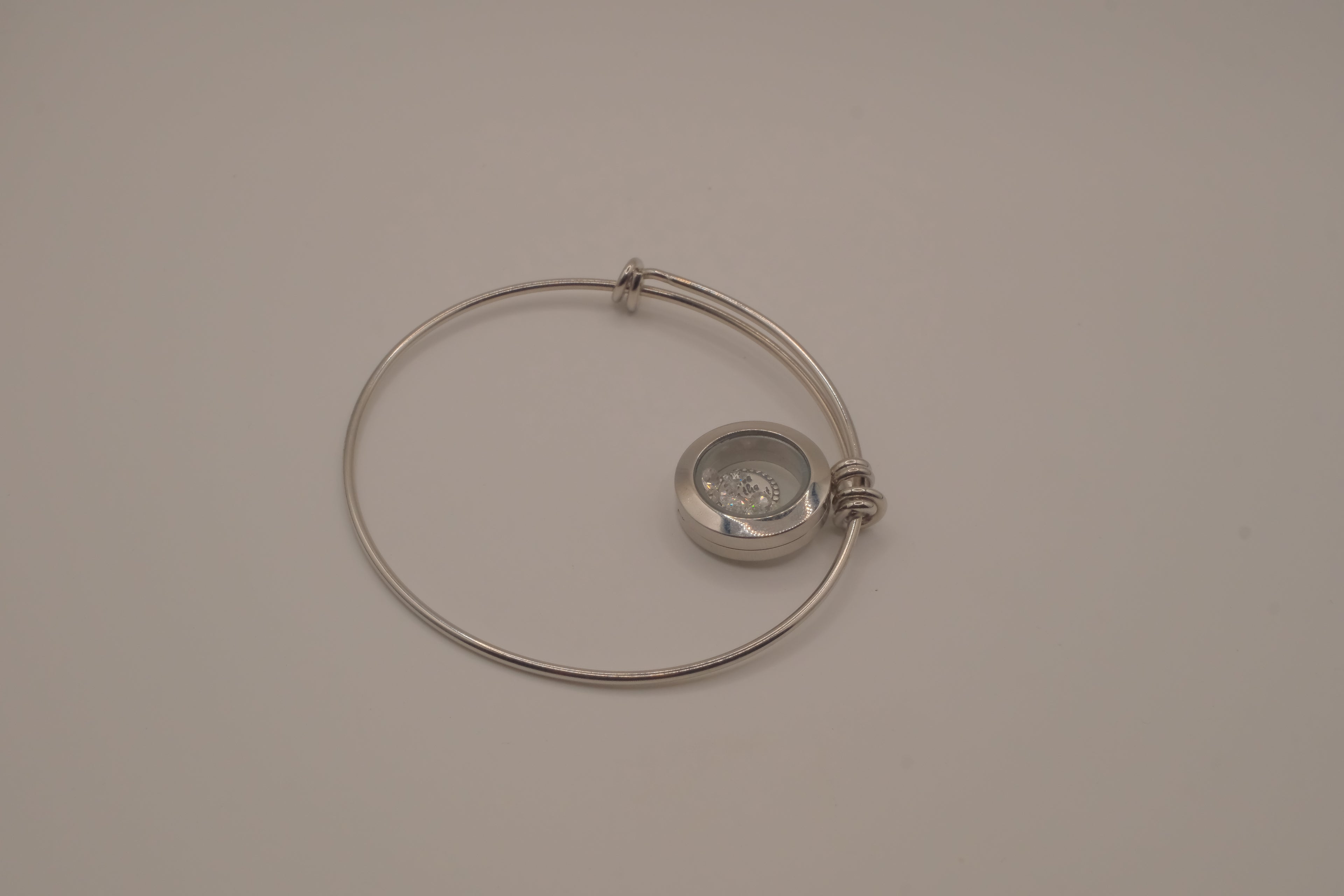 Glass memory floating locket charm bracelet