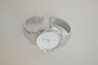 MT Quartz Silver Cuff watch with crystal embellishments
