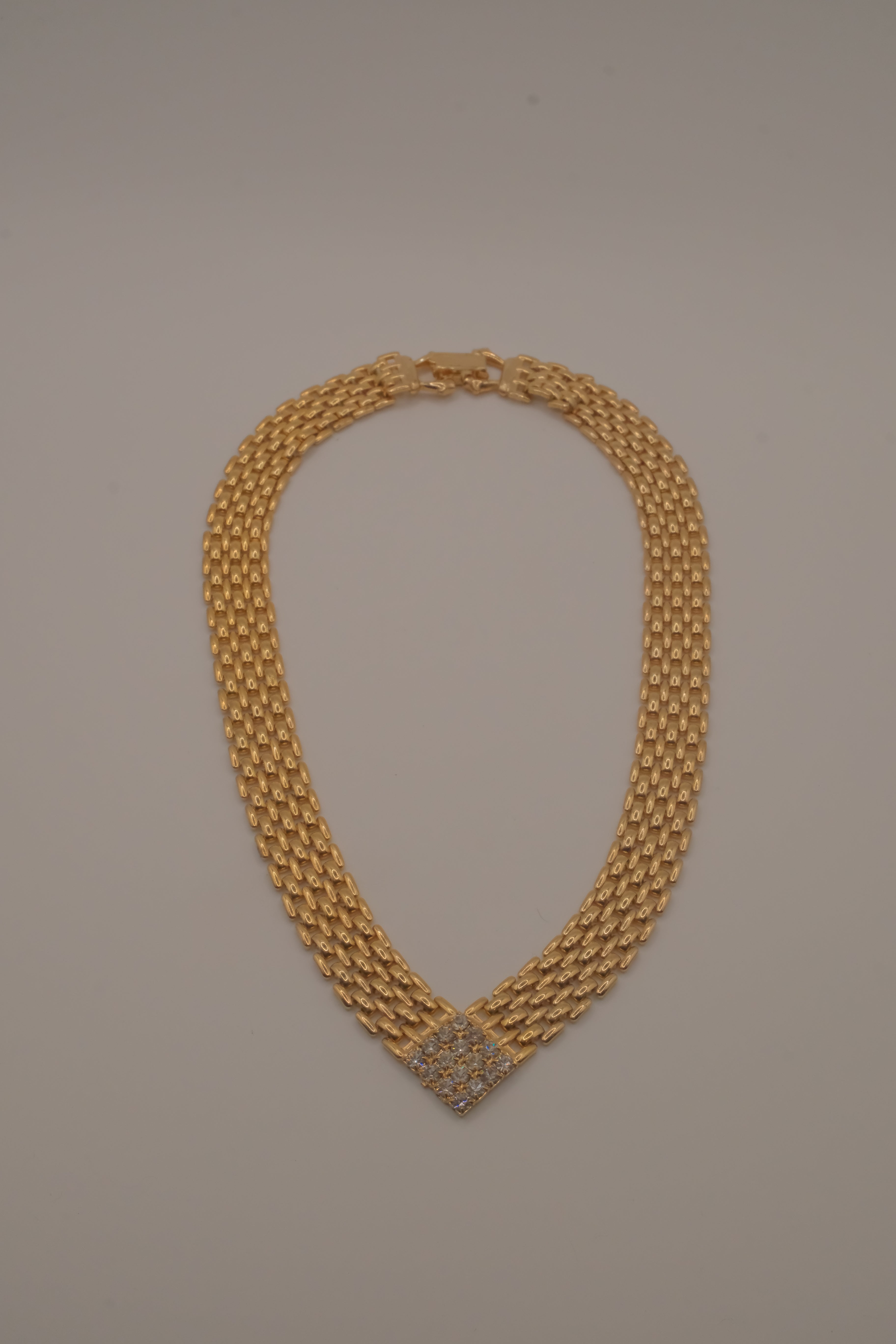 Vintage multi-strand textured link necklace
