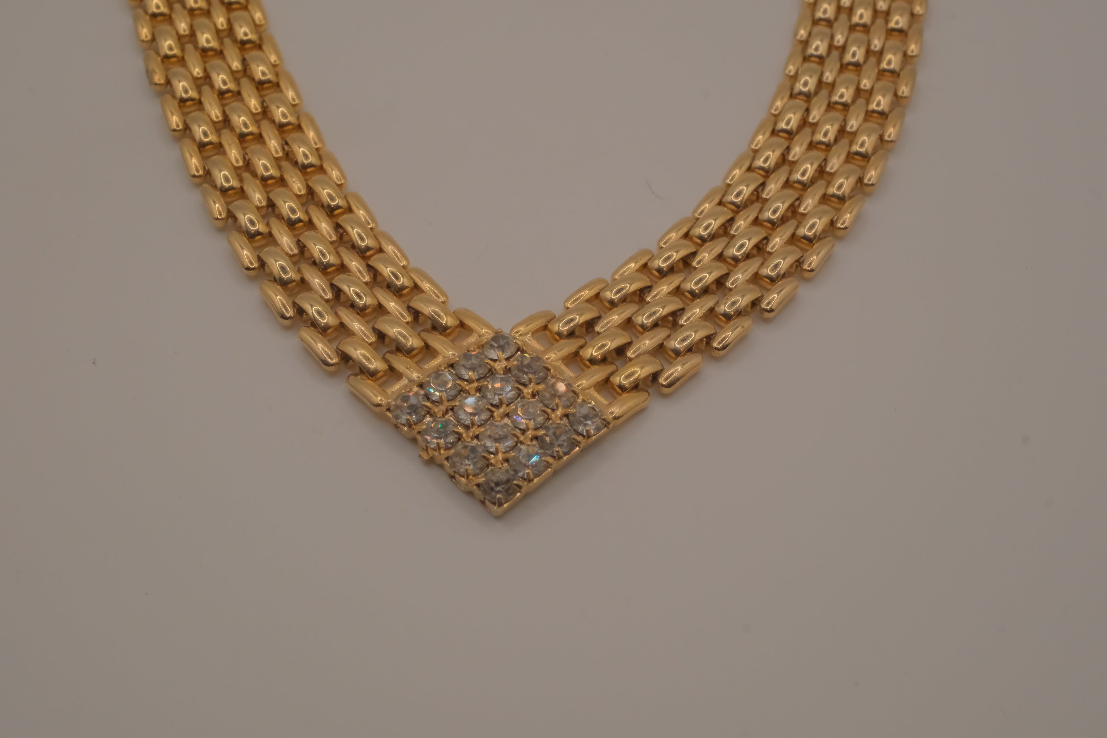 Vintage multi-strand textured link necklace