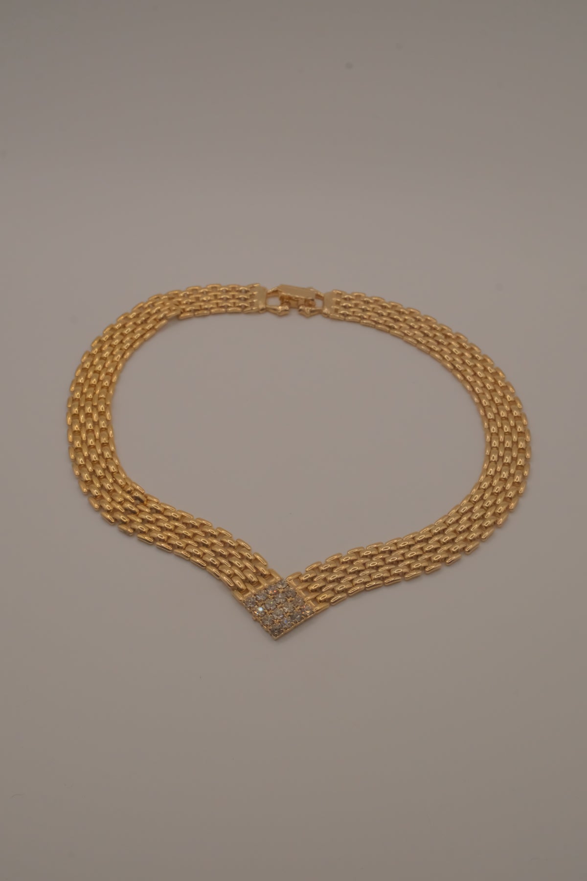 Vintage multi-strand textured link necklace