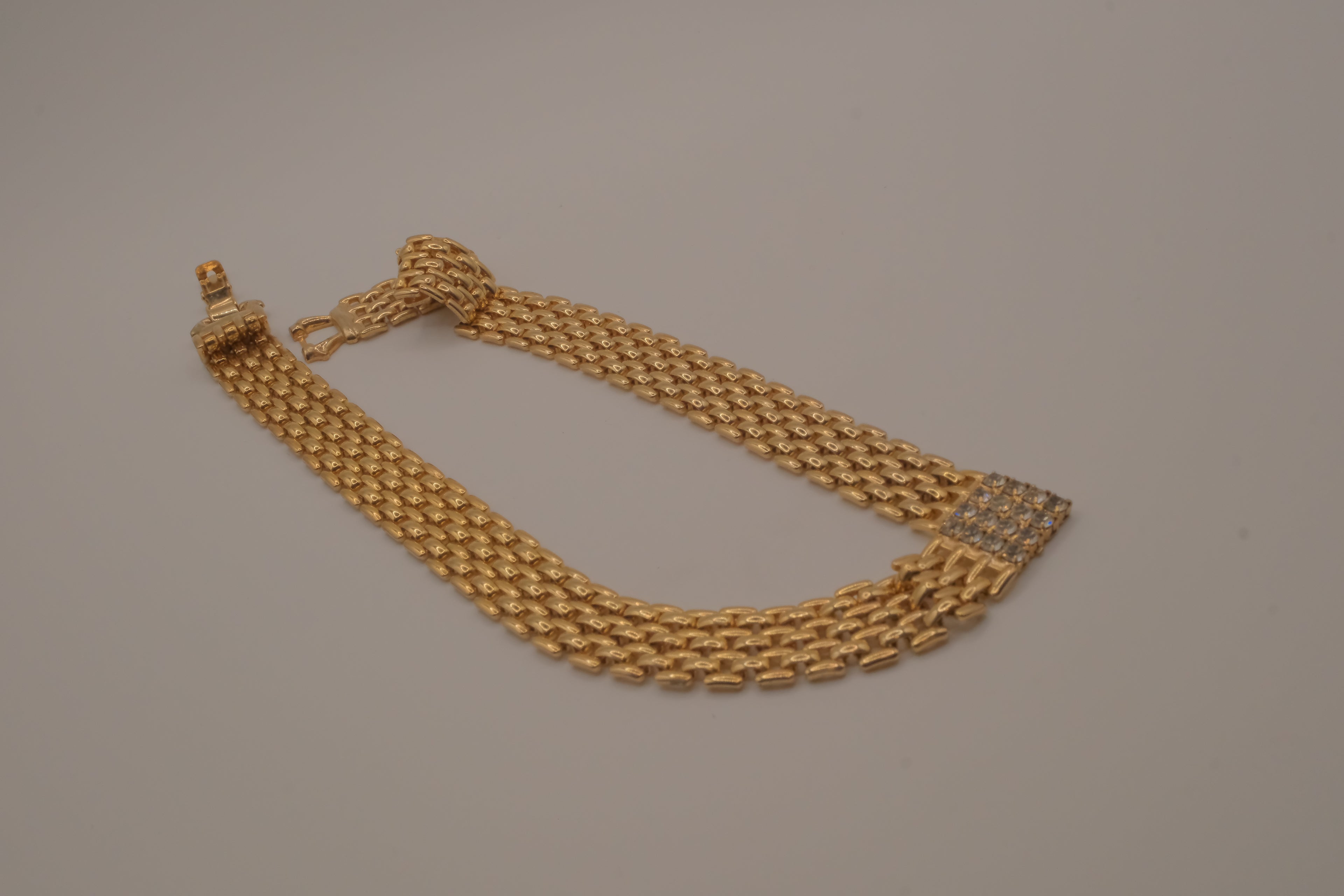 Vintage multi-strand textured link necklace