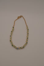 Vintage Green rhinestone flower necklace