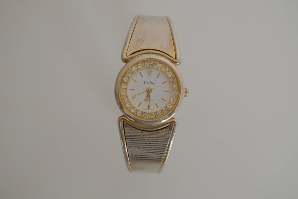 Vivani Quartz Gold Tone Cuff watch