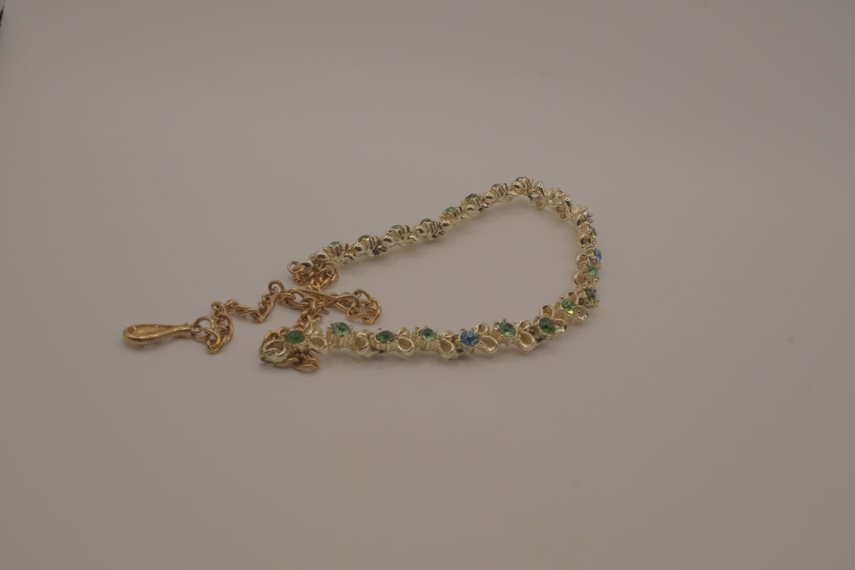 Vintage Green rhinestone flower necklace