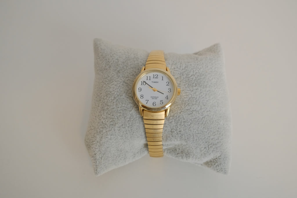Timex quartz watch with gold-tone finish