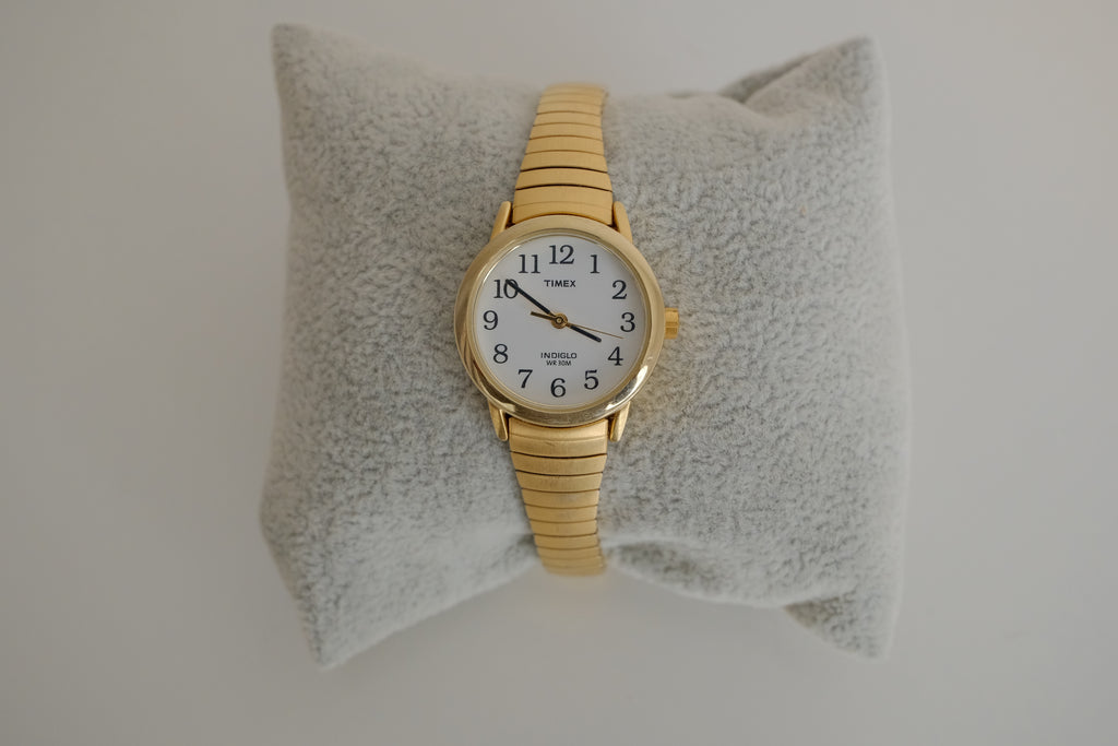 Timex quartz watch with gold-tone finish