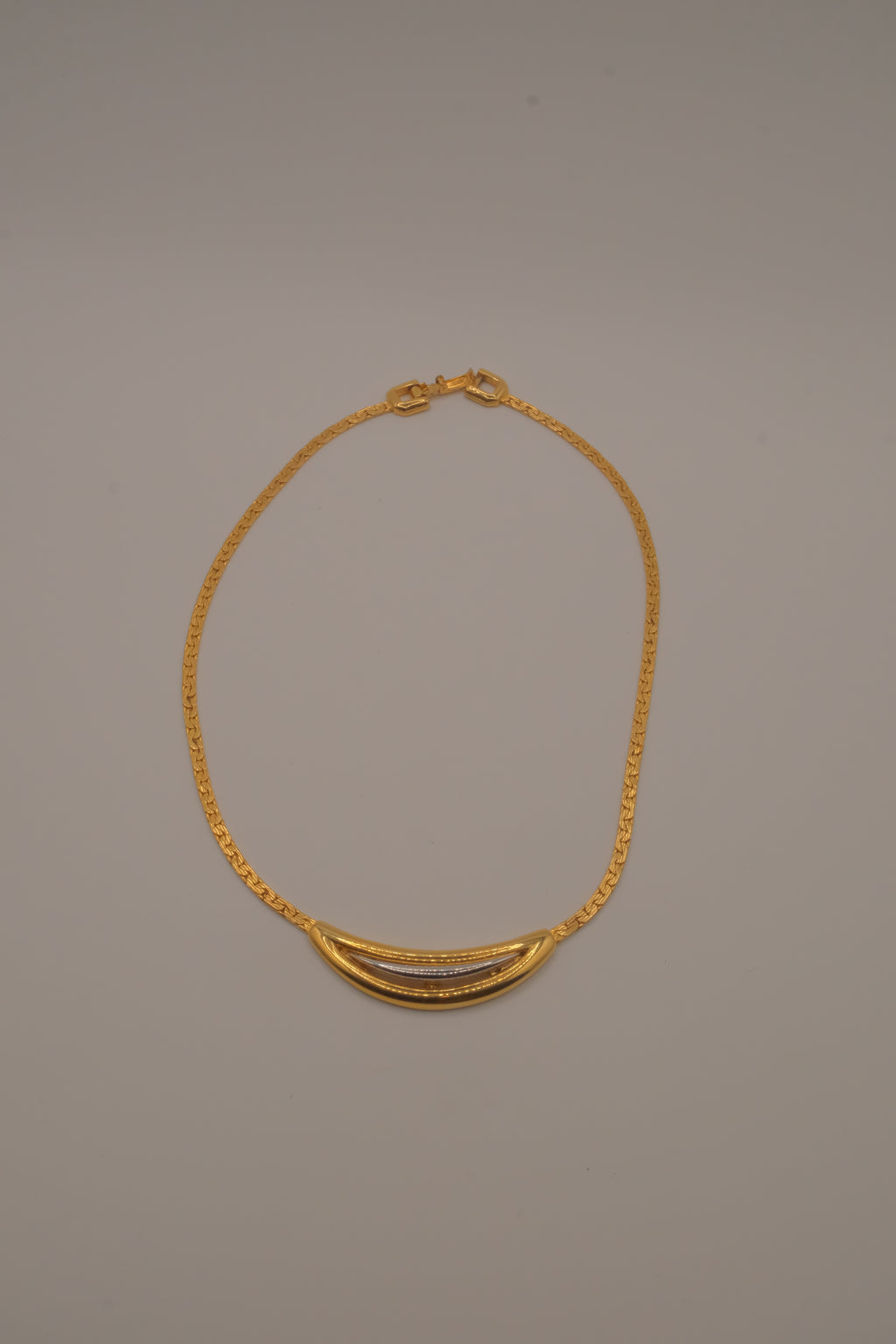 Vintage D'Orlan Mixed tone Crescent pendant necklace