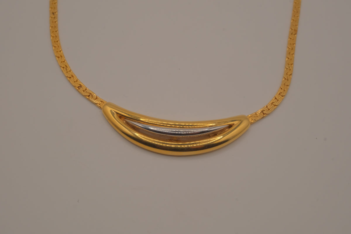 Vintage D'Orlan Mixed tone Crescent pendant necklace