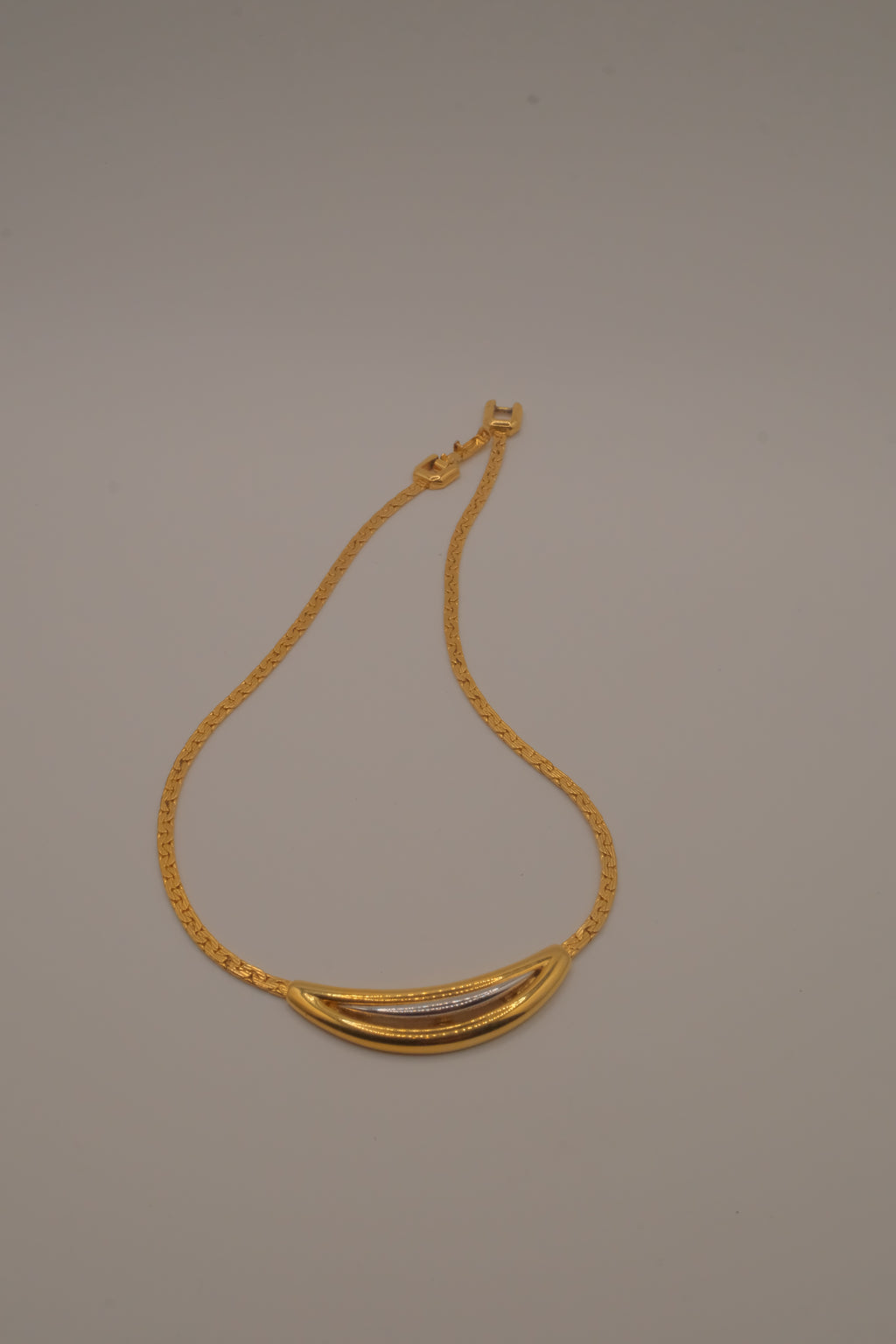 Vintage D'Orlan Mixed tone Crescent pendant necklace