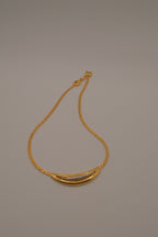 Vintage D'Orlan Mixed tone Crescent pendant necklace