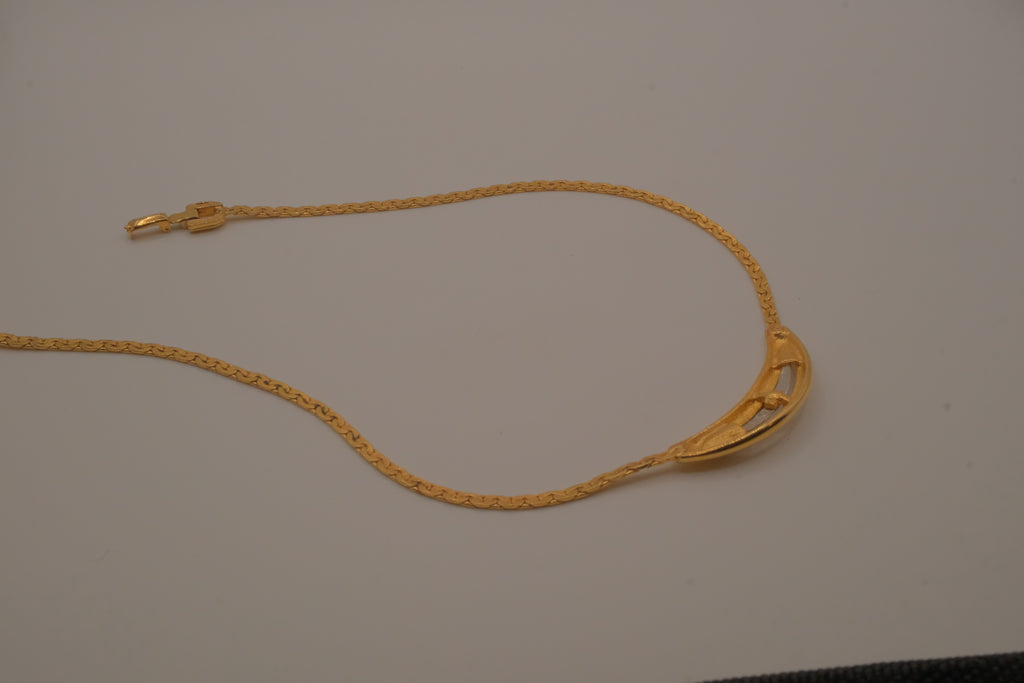 Vintage D'Orlan Mixed tone Crescent pendant necklace