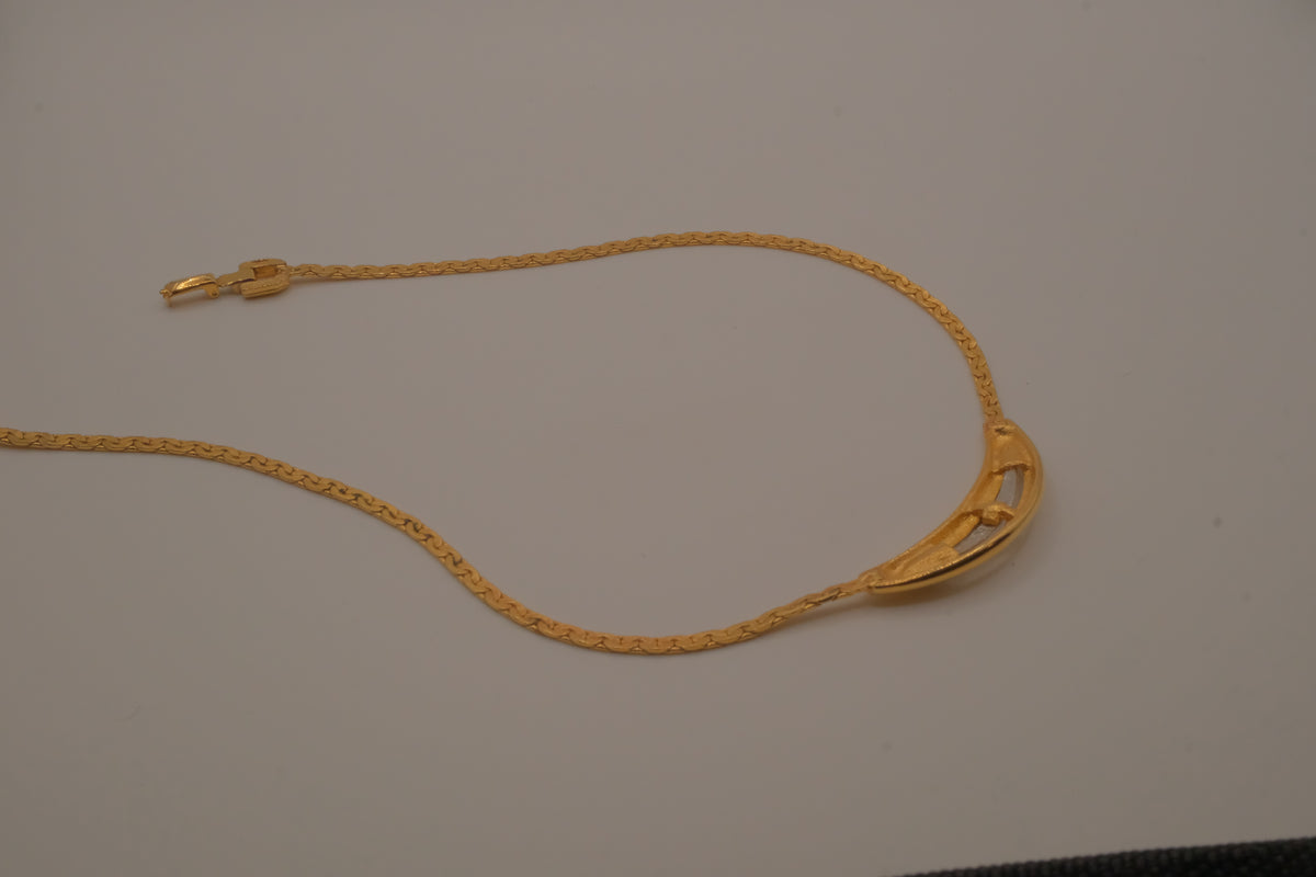 Vintage D'Orlan Mixed tone Crescent pendant necklace