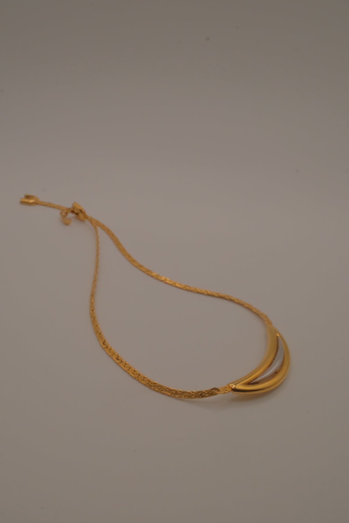Vintage D'Orlan Mixed tone Crescent pendant necklace