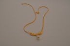 Gold-Tone Rhinestone and Faux Pearl Drop Necklace