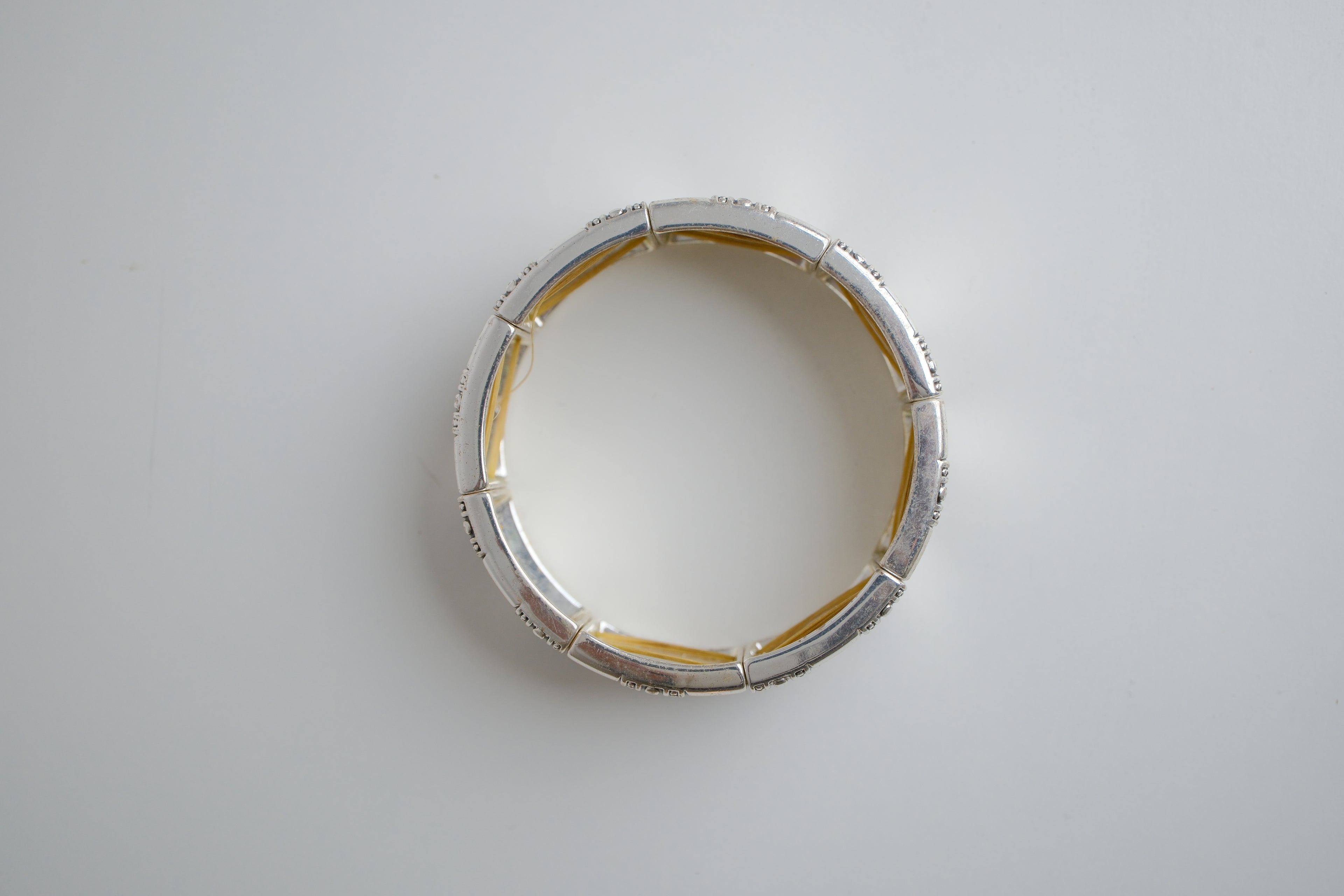 Vintage silver-tone stretch panel bracelet