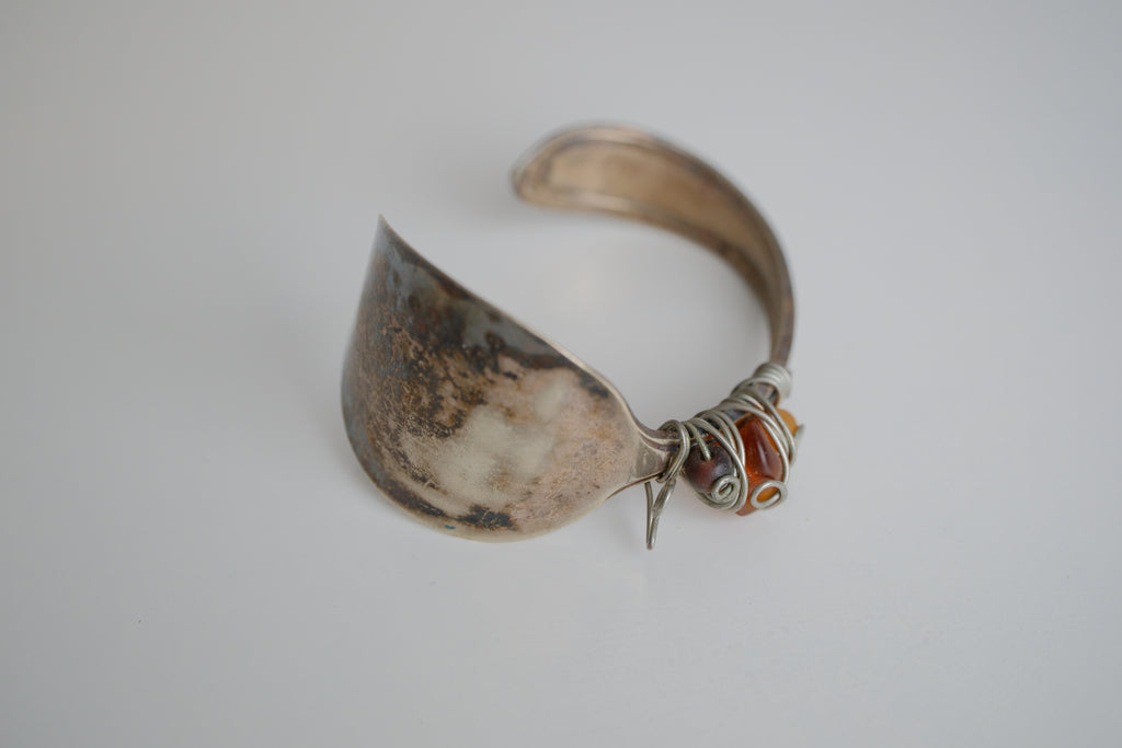 Vintage Spoon Bracelet with Amber stones