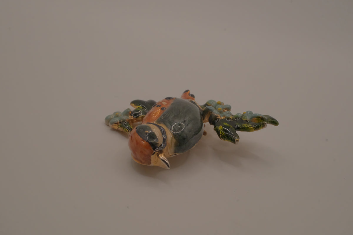 Vintage, hand-painted enamel bird brooch