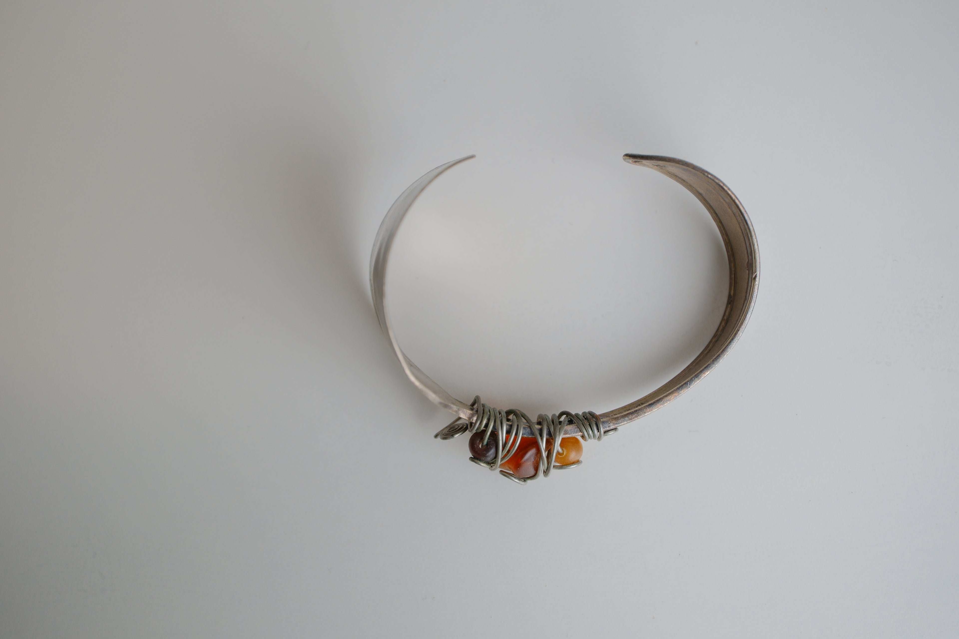 Vintage Spoon Bracelet with Amber stones