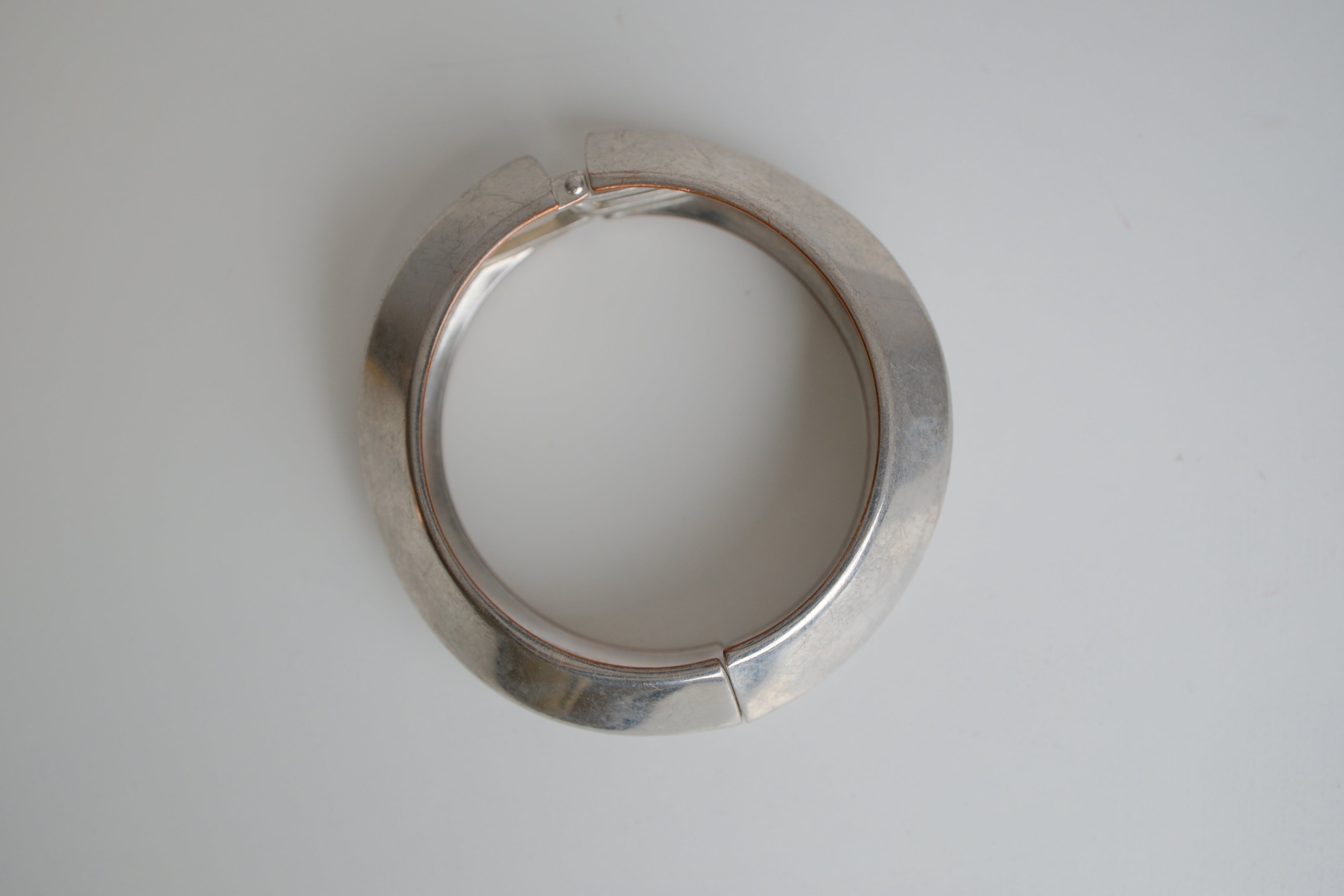 Vintage Silver toned Asymmetric hinged bangle