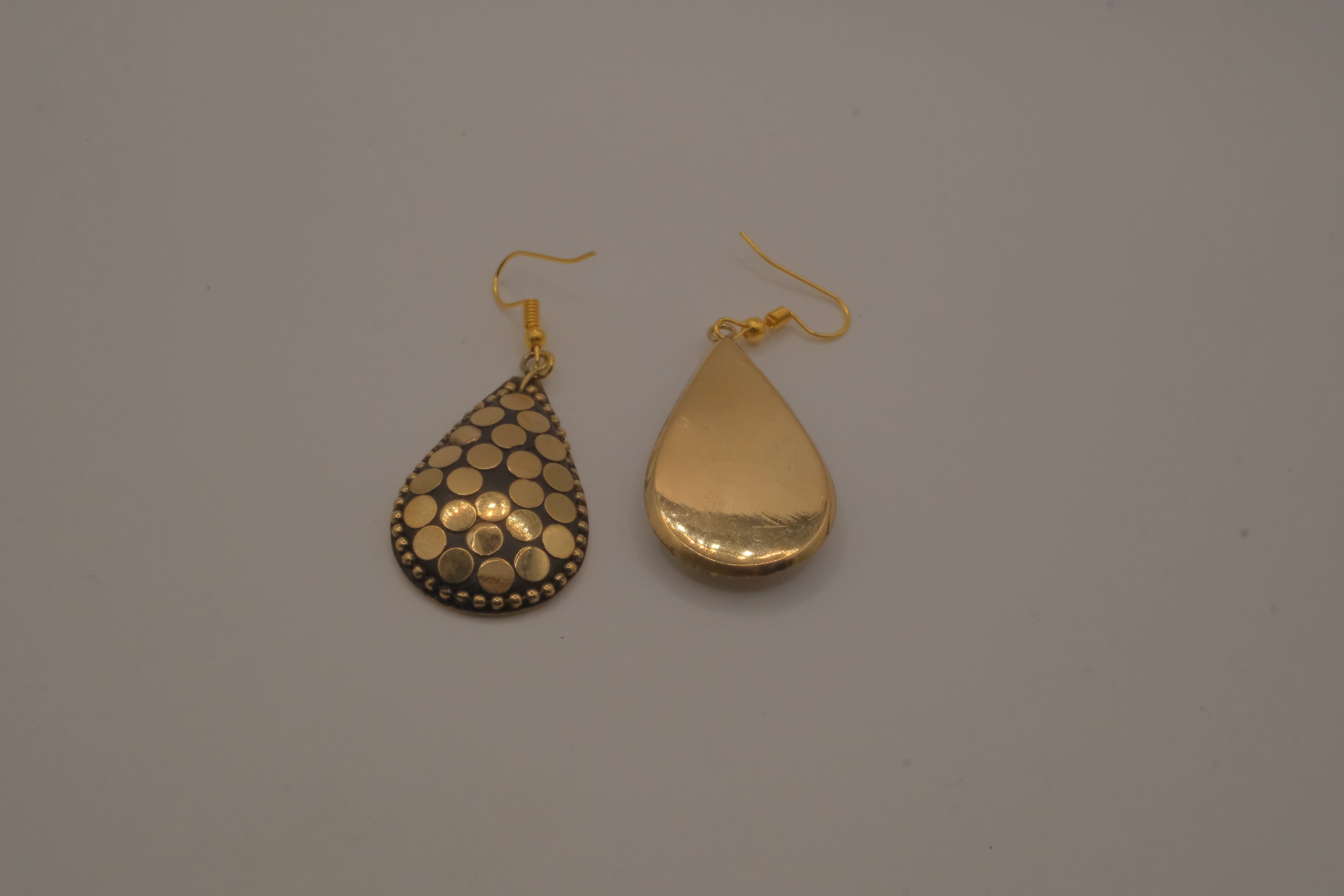 Traditional gold and black mosaic teardrop dangle earrings