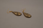 Traditional gold and black mosaic teardrop dangle earrings