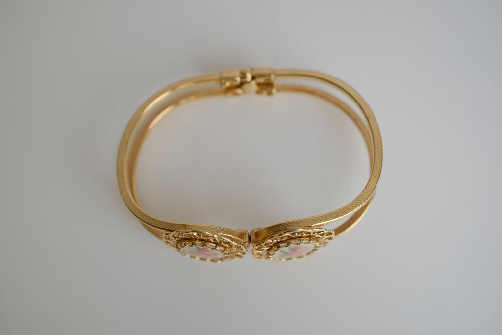 Vintage gold-tone Petit Point cuff bracelet