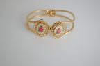 Vintage gold-tone Petit Point cuff bracelet