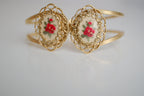 Vintage gold-tone Petit Point cuff bracelet