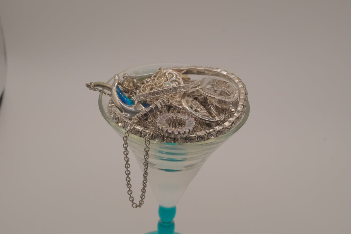 Dainty Blue & Silver Mystery Jewellery Jar