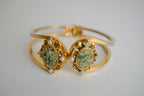 Vintage gold-tone crushed green jade hinged bracelet&nbsp;