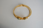 Vintage gold-tone crushed green jade hinged bracelet&nbsp;
