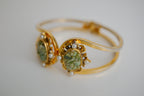 Vintage gold-tone crushed green jade hinged bracelet&nbsp;