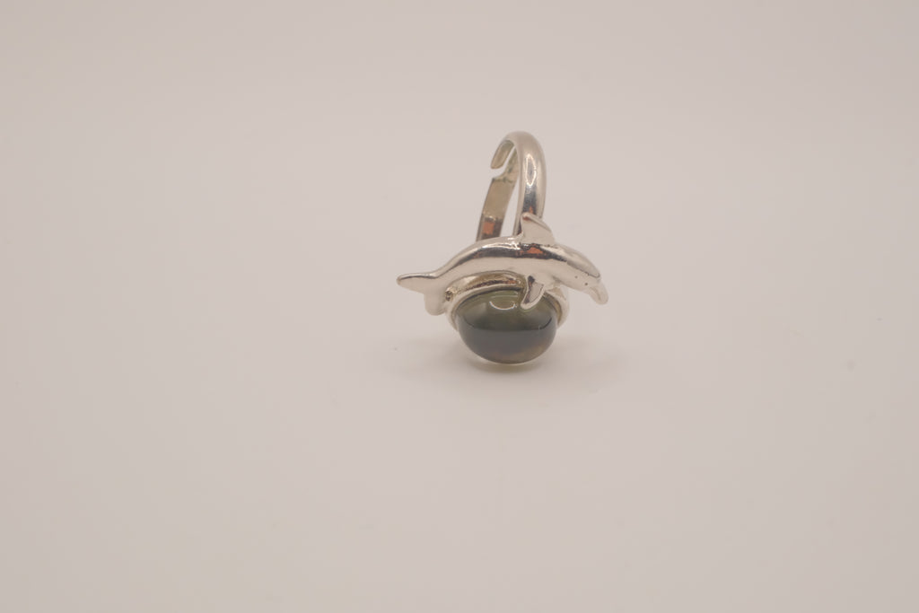 Silver tone dolphin mood ring